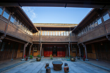 Chinese ancient temple scenery of Guangji Temple in Wuhu, China