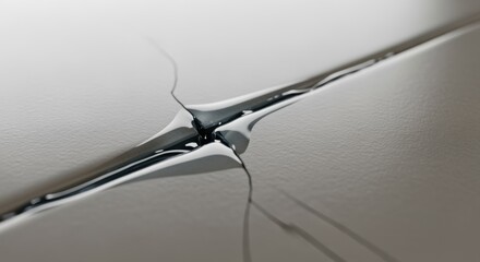 Obraz premium Detailed viewport on hairline fracture in tile filled with highgloss clear epoxy emphasizing cosmetic and structural tile restoration effects.