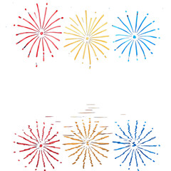 Obraz premium Vibrant watercolor fireworks illuminate the sky and reflect with brilliant colors, capturing a festive and joyous celebration, perfect for various holiday and event designs