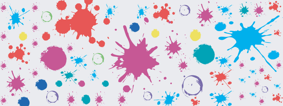 Paint splatter colorful set. Colorful ink stains, abstract paints splashes and wet splats. Watercolor or slime stain vector set.