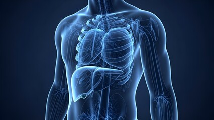 Comprehensive human anatomy illustration showcasing internal organs and skeletal framework