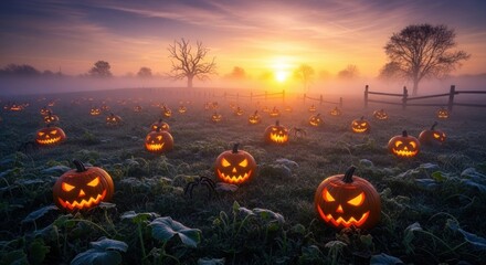 halloween pumpkin in the grass