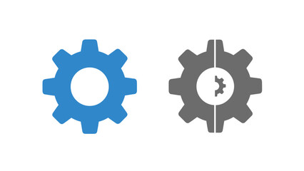 Blue and Gray Gear Icons with Settings.
