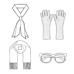 Fashion Accessories Flat Illustration Scarf Gloves Glasses