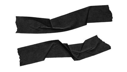 Transparent adhesive plastic tape pieces and cross for fixing isolated on transparent background. Crumpled glue plastic sticky tape for photo and paper fixture. 3d realistic wrinkled strips