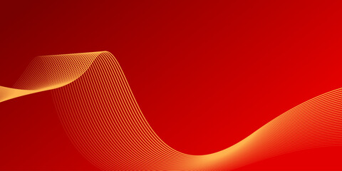 Elegant red and gold wave background with flowing curved lines for festive celebration banner, premium gift voucher, and luxury brand identity design