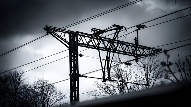 tolerable. Diamond-shaped tram pantograph contacting overhead wires at a platform, industrial detail. mobility guides, transit brochures, designed for mobility and urban transit guides.