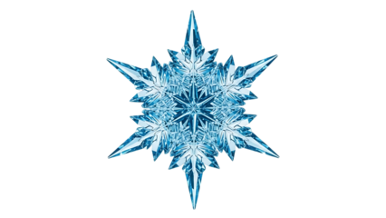 Intricate Blue Crystal Snowflake on Black Background winter