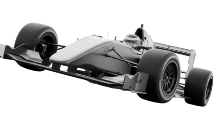 The dramatic, isolated black and white race car embodies the high-speed thrill of competitive winter sport.