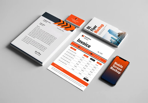 Full Corporate Stationery Mockup Set with Phone