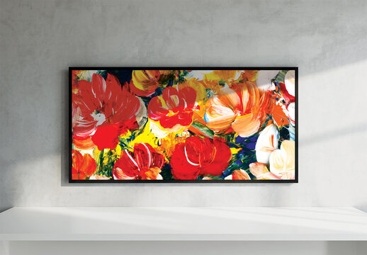 Horizontal Frame Mockup with Abstract Floral Painting