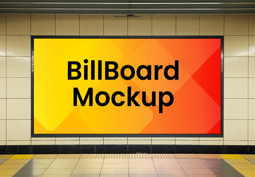 Horizontal Subway Billboard Mockup with Warm Gradient