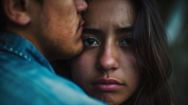 Mujer asustada mirando a c&aacute;mara