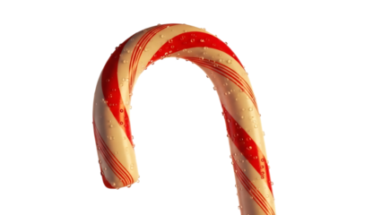 Wet Red and White Striped Candy Cane Against Black Background christmas sweet
