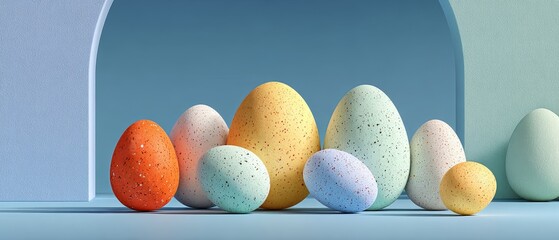 Easter celebration theme with pastel easter eggs and bunny background spring holiday backdrop in a festive environment