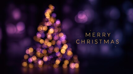 A purple christmas tree with lights on it