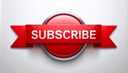 Red and white “SUBSCRIBE” badge with metallic border