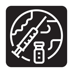 vaccination black line icon for digital and print projects.  Minimal clean icons for apps and websites.