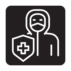 Biosafety black line icon for digital and print projects.  Minimal clean icons for apps and websites.