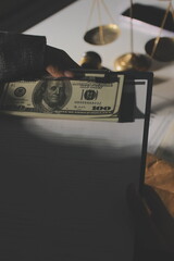 Businesswoman and Male lawyer or judge consult and conference having team meeting with client at law firm in office, Law and Legal services concept