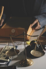 Businesswoman and Male lawyer or judge consult and conference having team meeting with client at law firm in office, Law and Legal services concept