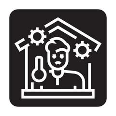 home isolation black line icon for digital and print projects.  Minimal clean icons for apps and websites.
