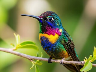 Vibrant Hummingbird Perched on Branch