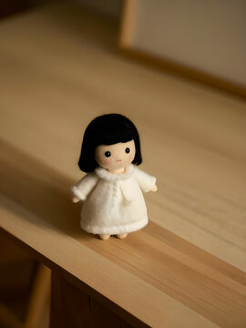 felted blythe model vintage doll girl toy black hair