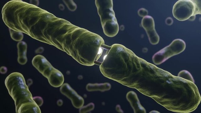 Microscopic visualization of cellular autofagosome formation and autophagy in bacteria-like organisms, depicting critical biological degradation processes for cellular health