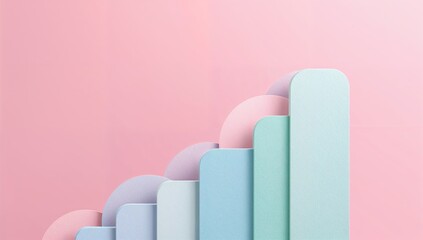 Minimalist Graph Design with Soft Colors on Pink Background