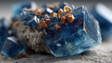 Macro raw blue crystal mineral natural texture illustrator