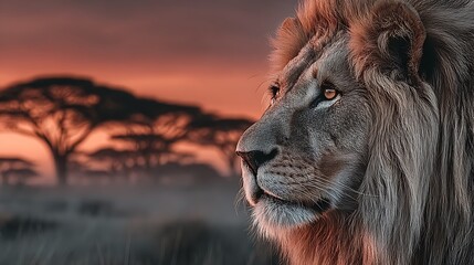 Male lion resting savannah grass sunset wallpapers