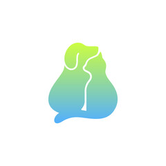 Pet Care Logo. Dog Cat and Love Icon Graphic. Pet Shop Logo Design Template.