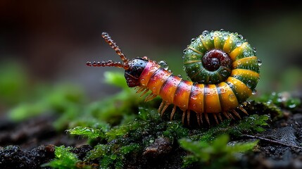 Millipede coiling forest ground moss wallpapers