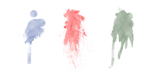 Abstract vibrant blue red green paint splatters ink drips black background Artistic liquid texture modern grunge graphic