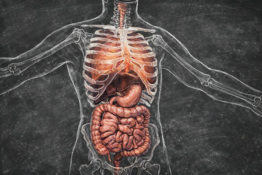 Human respiratory and digestive system, generative ai illustration