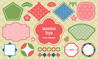 和風のフレームと装飾のセット