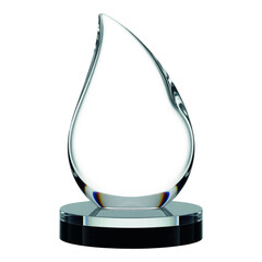 Winner glass trophy png,  Clear Teardrop Crystal Award Trophy on Black Base