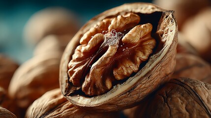 Pile cracked walnuts visible kernel illustrator