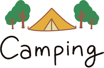 Camping outdoor sticker illust tent 