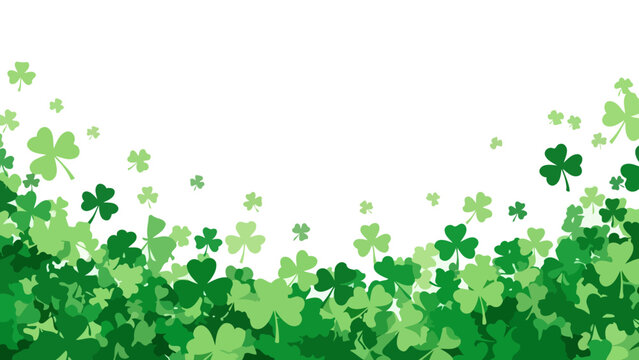 A vibrant green clover shamrock pattern forming a festive St. Patrick's Day background.