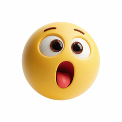 Fototapeta premium 3D cute chubby surprised emoji face with tongue out isolated on transparent background.