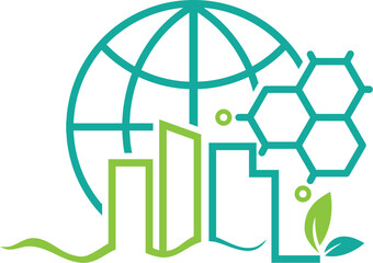 vector global building with ecology logo