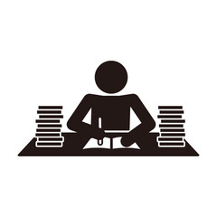 テストを受けている人のピクトグラムアイコン