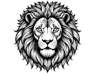 Obraz premium illustration hand-drawn logo vintage lion black and white