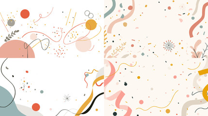 Playful abstract background illustration with colorful lines dots and organic shapes ideal for creative branding event design posters and artistic compositions