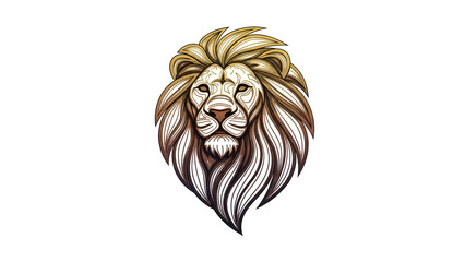 Detailed illustration of a majestic lion head with golden mane and transparent background
