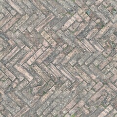 Seamless Weathered Roman Floor Opus Spicatum Herringbone Stone Pattern Texture for Gaming and Rendering Assets