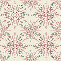 Christmas, New Year seamless pattern, linear illustration. large snow flakes in the cold season, snowfall