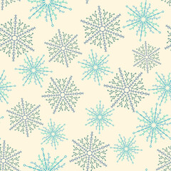 Christmas seamless pattern, linear illustration of snowflakes. snow flakes in the cold season